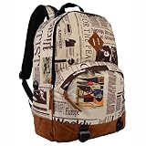 16.5 Inch Newspaper Pattern Lightweight Kids School Bookbag / Fashion Backpack