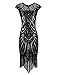 BelinlaAny Women's 1920s Retro Diamond Sequined Embellished Fringed Flapper Dress (Large, black002)