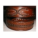 Cowhide Leather Dress Belt Western Braided Tooled Ranger Design Wasist Sz 44 and 49 Long by Roger Enterprises
