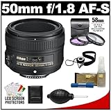 Nikon 50mm f/1.8 G AF-S Nikkor Lens with 3 (UV/FLD/CPL) Filter Set + Access ....