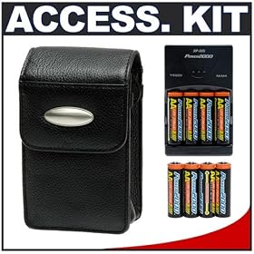 Deluxe Accessory Kit with Soft Leather Case + 8 Batteries and Charger Kit for Pentax Optio... by Deluxe