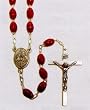 18" Silver Tone Rosary with 5mm Red Plastic Beads, Mary Emblem, and Crucifix - Imported from ITALY 18" Silver Tone Rosary with 5mm Red Plastic Beads, Mary Emblem, and Crucifix - Imported from ITALY