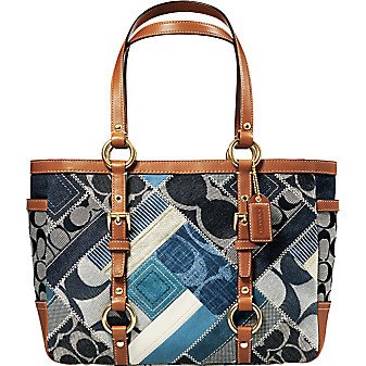 COACH SIGNATURE GALLERY PATCHWORK DENIM/INDIGO TOTE 12217