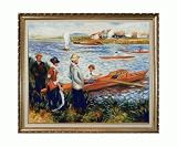 Art Reproduction Oil Painting - Renoir Paintings: Oarsmen at Chatou with Filigree Frame - Gold Finish - 25 X 29 - Hand Painted Framed Canvas Art