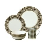 Royal Doulton Provence Noir Eight 4 Pc Place Setting Plaid Band