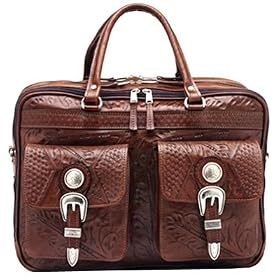 American West Mahogany Oakleaf 3 Compartment Briefcase