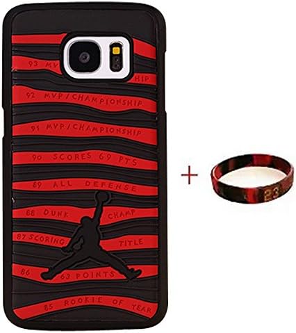 HuaPusi S7Edge Case,Shoes Showcase Jordan Samsung Galaxy S7Edge CASE,Michael Air Jordan For Samsung Galaxy S7Edge Case Cover 3D Sneaker Sole Rubber(black and red)