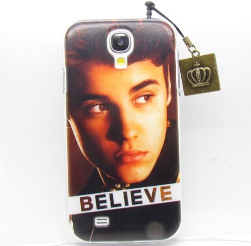 Hard Snap-on Justin Bieber Pattern Back Case Cover For Samsung Galaxy S4 i9500 with Photo Charms keychain 3.5mm Anti-Dust Dustproof Dust Caps