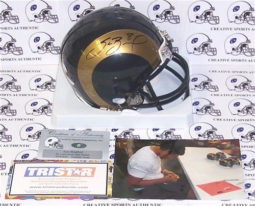 Sam Bradford Autographed/Hand Signed St. Louis Rams Mini Helmet