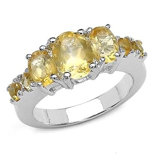 Buy 2.35 Carat Genuine Citrine Sterling Silver Ring by JewelzDirect