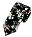 LaiGouMai Men's Fashion Causal Black Floral Printed Linen Tie Necktie