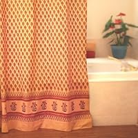 Indian Summer ~ Orange Paisley Cotton Gypsy Shower Curtain 72x72