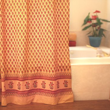 Indian Summer ~ Orange Paisley Cotton Gypsy Shower Curtain 72x72