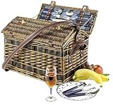  : Picknickkoffer Picknickkorb Picknicktasche Picknick Vollausstattung mit Inhalt f&uuml;r 4 Personen