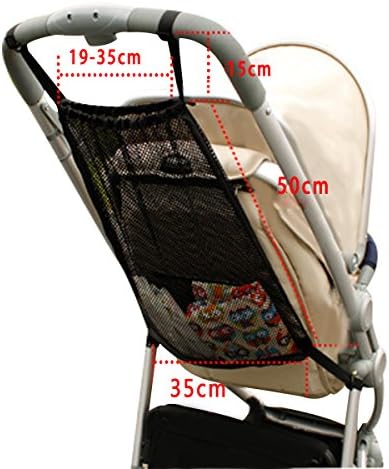 HDGGER Stroller Mesh Pocket,Baby Bag Organizer, Mesh Netting, Bag Universal Stroller Organizer and Hooks - Stroller Accessories Pack,Unversal Size,Attaches to Most Strollers, (black)