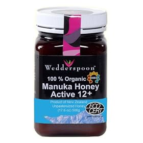 Wedderspoon Raw  Organic Manuka Honey Active 12+ (500g), 17.6-Ounce Jar