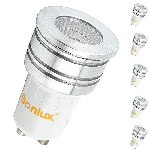 Bonlux 3W LED MR11 GU10 Spot Light 120 Volts Daylight 6000k MR11 GU10 Bi-pin Base 25W Halogen Bulbs Equivalent MR11 Spotlight for Landscape Accent Recessed Track Lighting (Pack of 5)