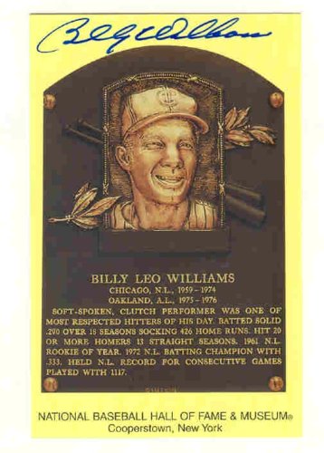 Autographed/Hand Signed Hof Plaque Postcard Billy Williams Cubs