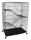 4 LEVEL FOLDING FERRET CAT DOG CAGE CRATE With Wheels *Black*36X23X52