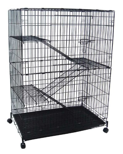 4 LEVEL FOLDING FERRET CAT DOG CAGE CRATE With Wheels *Black*36X23X52