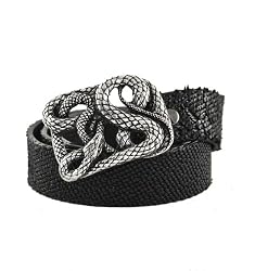 Rocker Textured Italian Leather Belt with Heavy Metal Snake Buckle