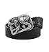 Rocker Textured Italian Leather Belt with Heavy Metal Snake Buckle