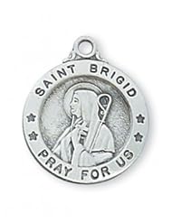 5/8" Solid .925 Sterling Silver Small Feminine St. Saint Brigid Comes With 18" Chain In Gift Box Patron St. Saint Medal Pendant Necklace Gift New Jewelry Charm