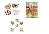 60 Pretty BUTTERFLY PARTY FAVORS - Birthday- 12 Pencils - 12 Mini NOTEPADS - 36 TATTOOS Butterflies - Girl PARTIES