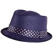 Vent Summer Upturn Diamond Fedora Trilby Hat Large Extra Large Navy
