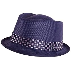 Vent Summer Upturn Diamond Fedora Trilby Hat Medium Large Navy