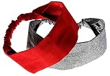 L. Erickson USA Wide Headband with Elastic - Metallic Denim