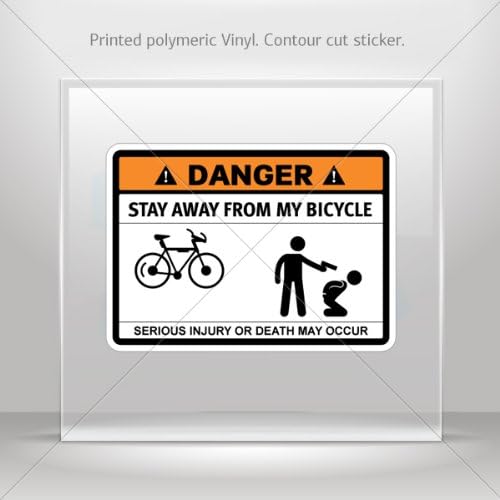 Sticker Funny Stay Away From My Bicycle Tablet Laptops Weatherproof Sports Bi (4 X 2.88 In)