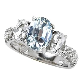 4.20 cttw 925 Sterling Silver 14K White Gold Plated Genuine Oval Aquamarine... by Finejewelers