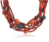Sterling Silver 8-Strand Dyed Red Coral & Lava Necklace, 19.5"