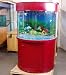 Pet Supplies : Aquavim Ocean View Reef Ready 68 Gallon Seamless Curved Half Cylinder Glass Aqsuarium with Real Wood Furniture