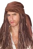 Caribbean Pirate Scarf and Beaded Wig - Adult Std.
