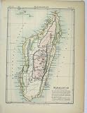 c1902 COLOUR ANTIQUE MAP MADAGASCAR INDIAN OCEAN PRINT