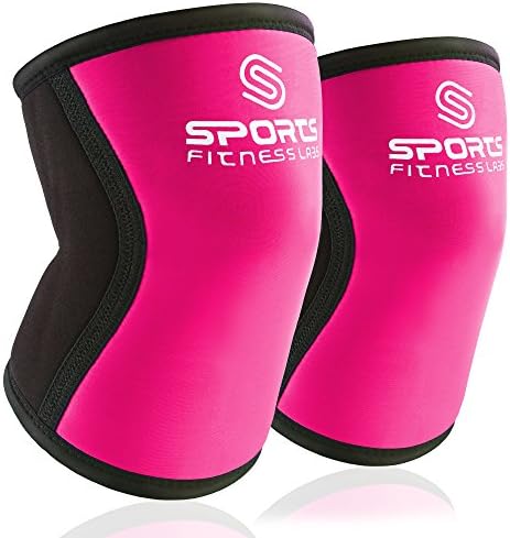 Knee Sleeves by Sports Fitness Labs - 7 mm Knee Support Wraps Best For Cross Training WODs, Weightlifting, Powerlifting, Bodybuilding, Boxing, MMA, Fitness - Men &amp; Women - Pair of Knee Sleeves (S)