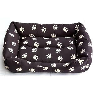 Katzenbett - Hundebett Gr. XS - 49 x 39 cm - SCHWARZ mit weissen Pfötchen