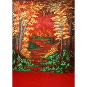 Wrinkle Free Washable 8' X 12' Scenic SC1005 Red Forest Studio Backdrop by Boss Backdrops with Free Ground Shipping