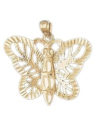 Dazzlers Solid 14k Gold Butterfly Charm Pendant Available in three colors from jewelsberry (weights: 3.0 grams only)