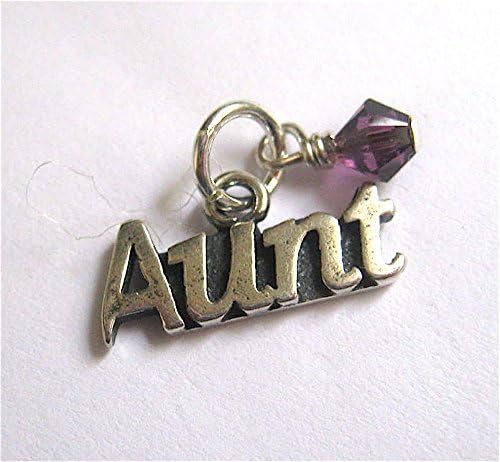 Aunt, Traditional Charm, Silver, Amethyst Crystal, February Birthstone