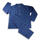 Bert Pulitzer - Mens Long Sleeve Plaid Broadcloth Pajamas, Navy, Blue