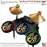 Metal Flames Yellow Skin by WraptorSkinz fits Guitar Hero 4 World Tour Drum Set for Nintendo Wii, XB