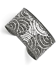 Leslies Sterling Silver and Ruthenium Diamond-cut Cuff Bangle