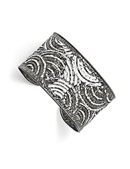Leslies Sterling Silver and Ruthenium Diamond cut Cuff Bangle
