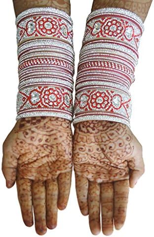 Saluja Punjabi Juti Women's Wedding Bridal Chura Bangle Sets 2.4 Cm