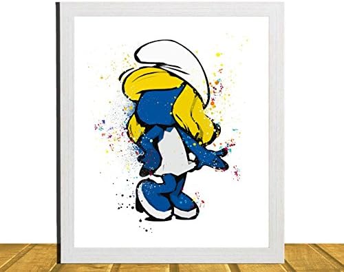 Baby Girl Nursury, Smurf Inspired Wall Art, Watercolor Disney Inspired Art, Kids Room Decor, Kids Wall Art, Baby Shower Gift, Nursery Art, Unframed, Printed on Archival Matte Premium Photo Paper