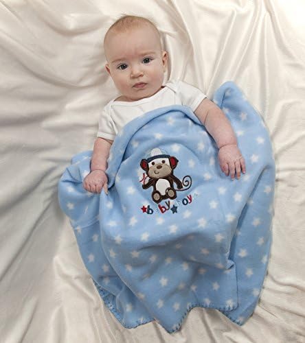 Soft and Large Baby Boy Receiving Blanket or Swaddle Blanket and Tummy Time too! Monkey Playing Baseball By Simplicity Designs