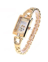 (JULIUS) Stylish Bracelet Quartz Watch Hand Chain Watch Wrist Watch Timepiece with Square Case for Lady Woman Girls - Gold SWWM2-124241